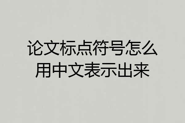 论文标点符号怎么用中文表示出来
