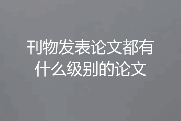 刊物发表论文都有什么级别的论文