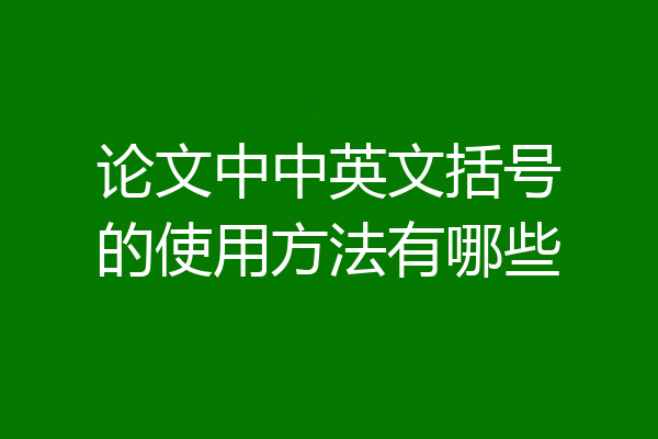 论文中中英文括号的使用方法有哪些
