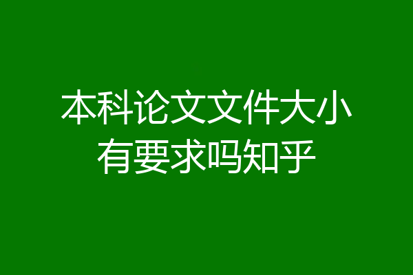 本科论文文件大小有要求吗知乎