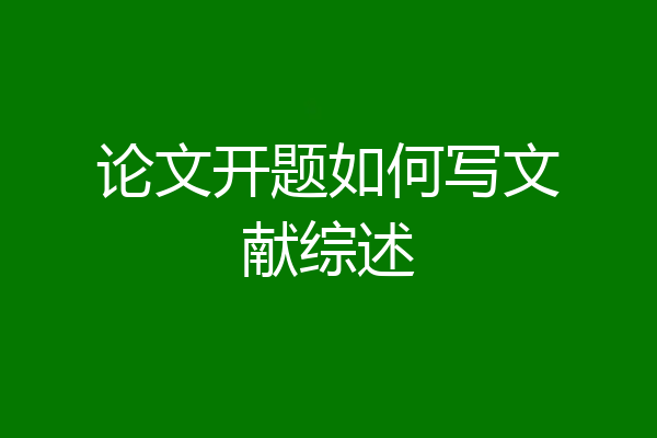 论文开题如何写文献综述