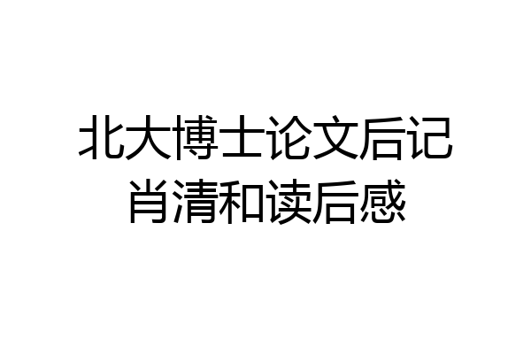北大博士论文后记肖清和读后感