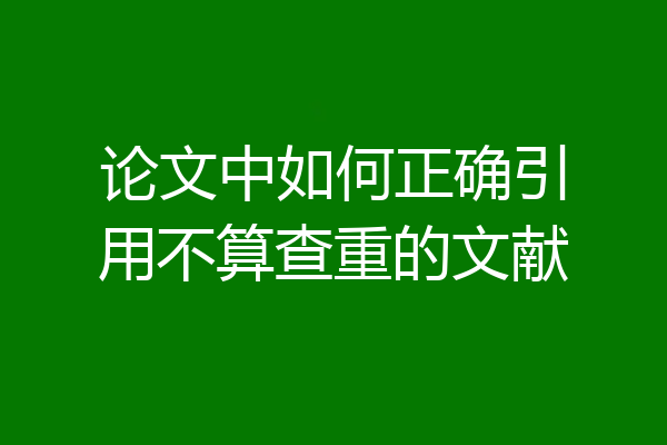 论文中如何正确引用不算查重的文献