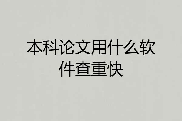 本科论文用什么软件查重快
