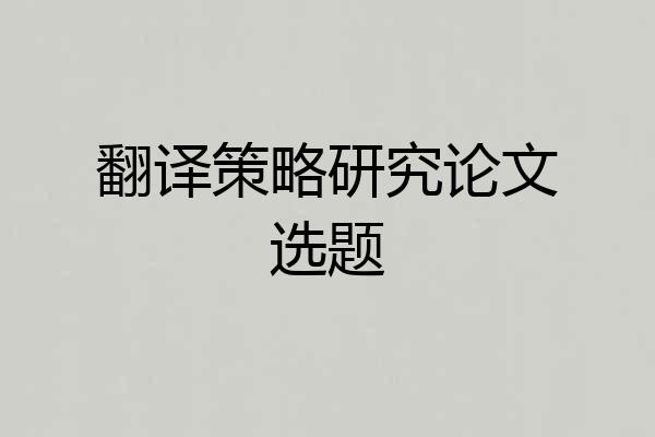 翻译策略研究论文选题