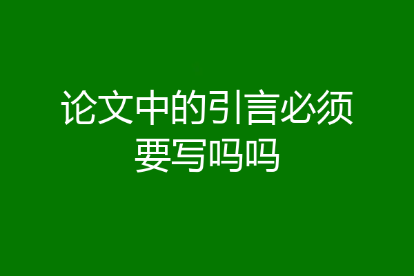 论文中的引言必须要写吗吗