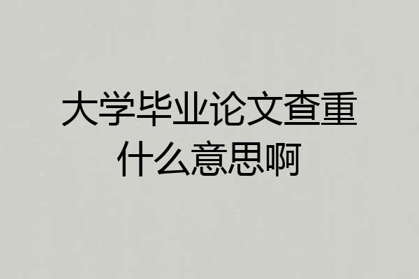 大学毕业论文查重什么意思啊