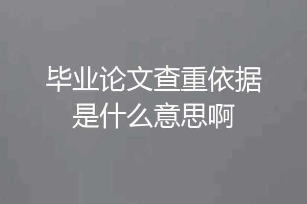 毕业论文查重依据是什么意思啊