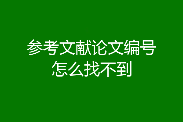 参考文献论文编号怎么找不到