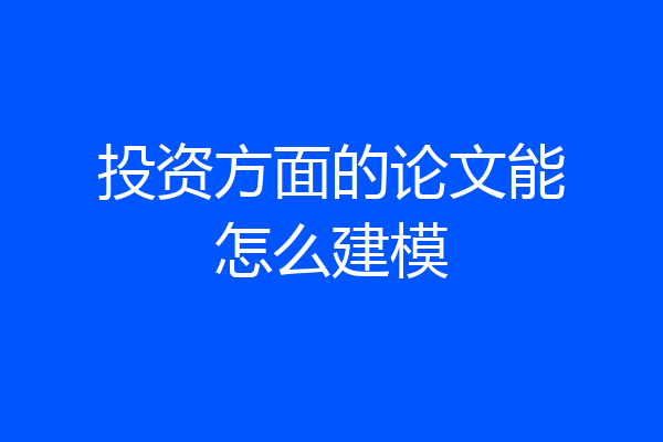 投资方面的论文能怎么建模