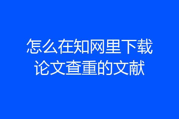 怎么在知网里下载论文查重的文献