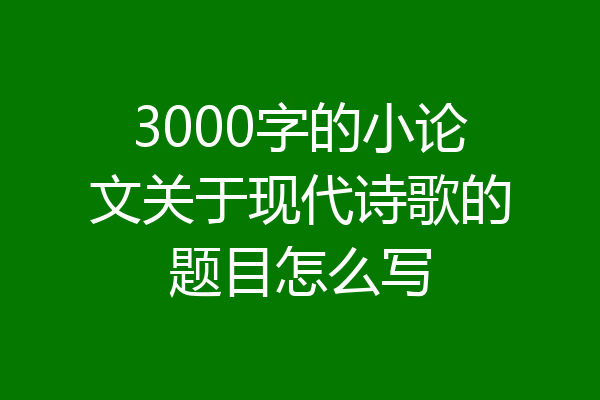 3000字的小论文关于现代诗歌的题目怎么写