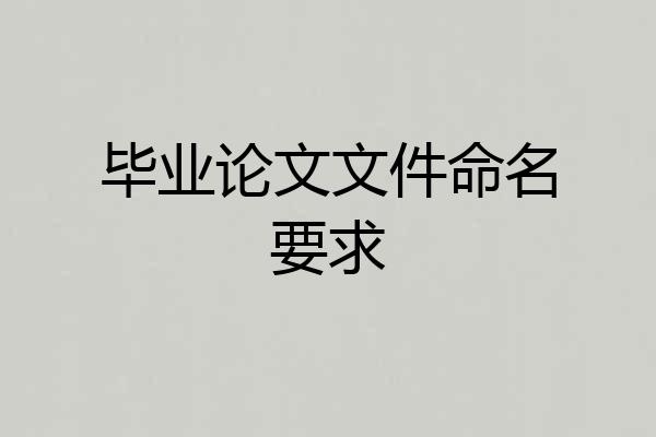 毕业论文文件命名要求