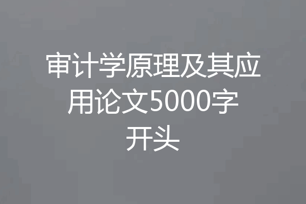 审计学原理及其应用论文5000字开头