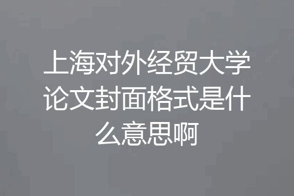 上海对外经贸大学论文封面格式是什么意思啊