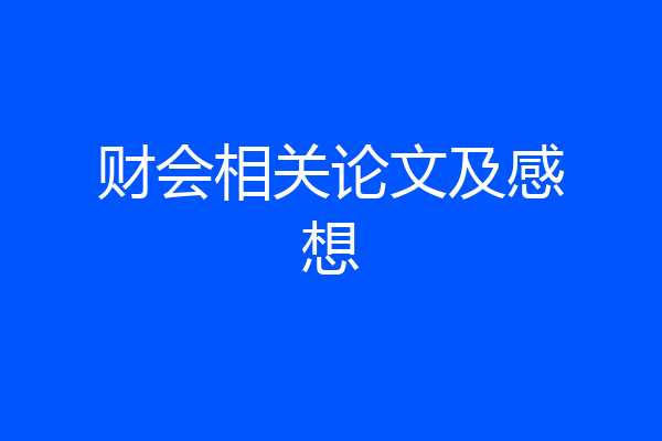财会相关论文及感想