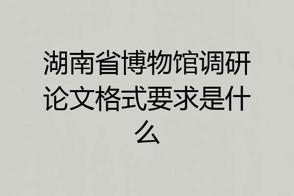 湖南省博物馆调研论文格式要求是什么