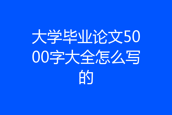 大学毕业论文5000字大全怎么写的