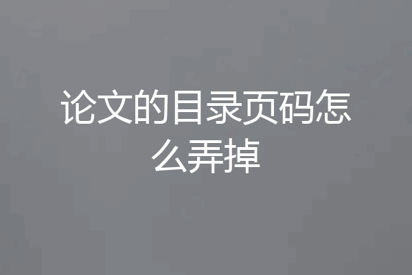 论文的目录页码怎么弄掉