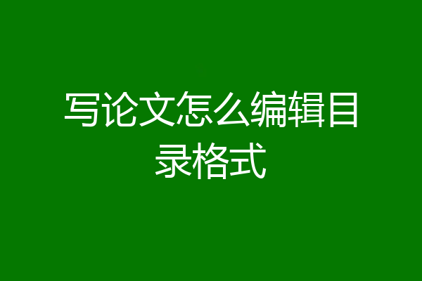 写论文怎么编辑目录格式