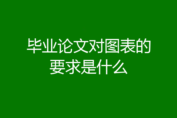 毕业论文对图表的要求是什么