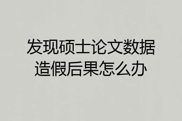 发现硕士论文数据造假后果怎么办