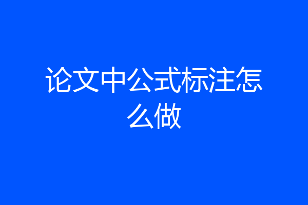 论文中公式标注怎么做