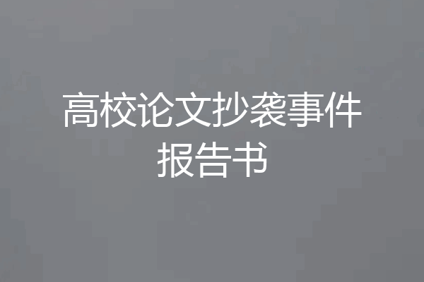 高校论文抄袭事件报告书