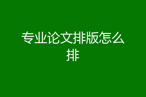 专业论文排版怎么排