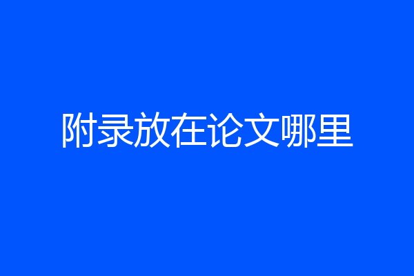 附录放在论文哪里