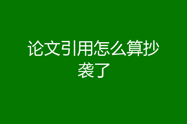 论文引用怎么算抄袭了