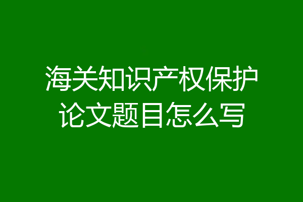 海关知识产权保护论文题目怎么写
