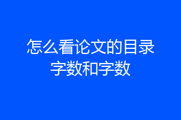 怎么看论文的目录字数和字数