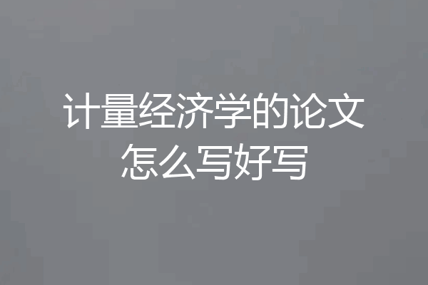 计量经济学的论文怎么写好写