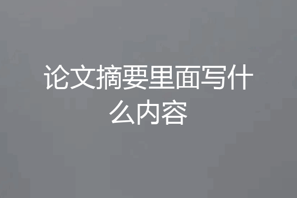 论文摘要里面写什么内容