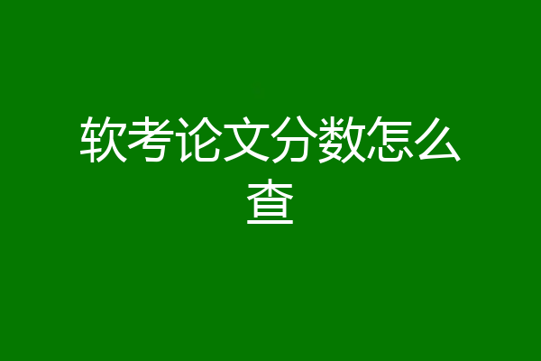 软考论文分数怎么查