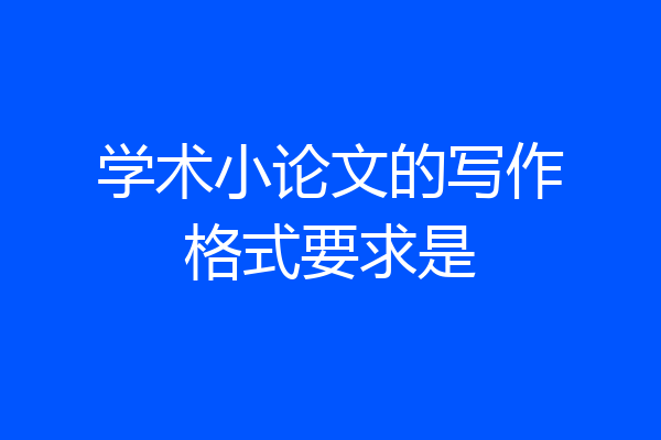 学术小论文的写作格式要求是