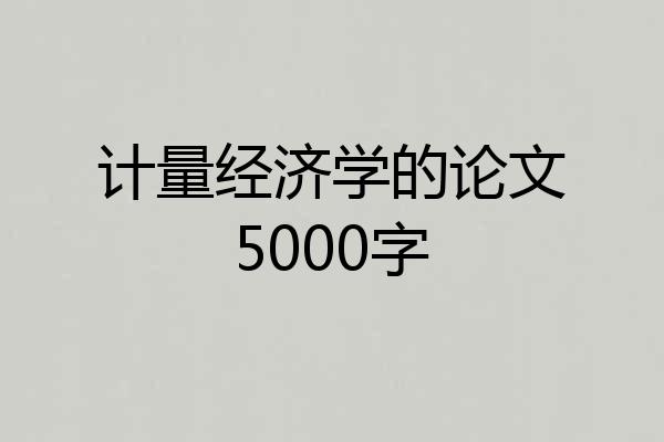 计量经济学的论文5000字