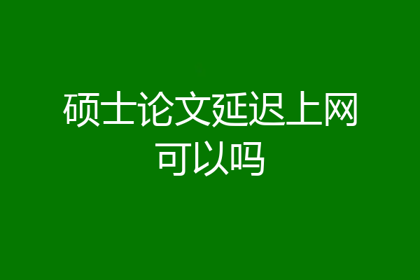 硕士论文延迟上网可以吗