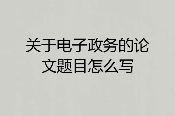 关于电子政务的论文题目怎么写