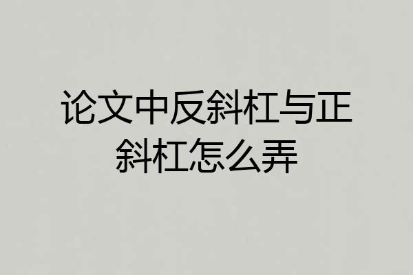 论文中反斜杠与正斜杠怎么弄