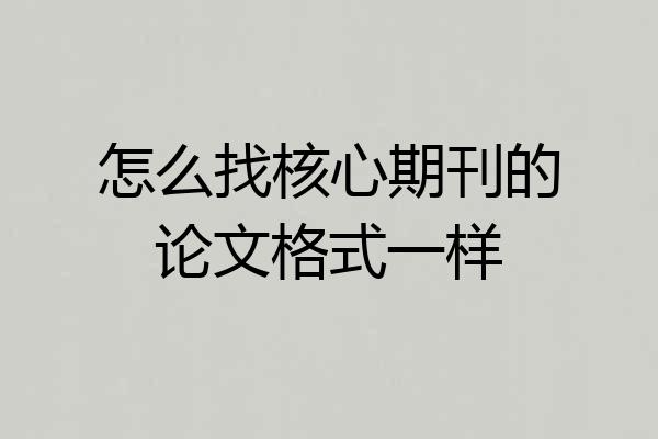 怎么找核心期刊的论文格式一样