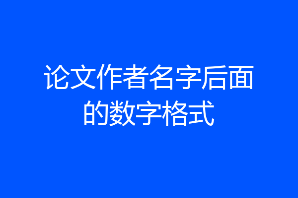 论文作者名字后面的数字格式