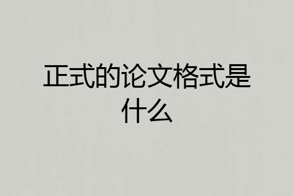 正式的论文格式是什么