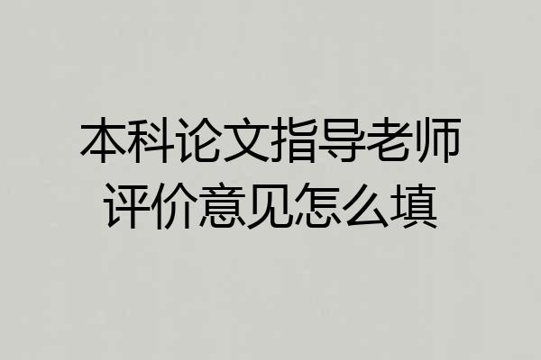 本科论文指导老师评价意见怎么填