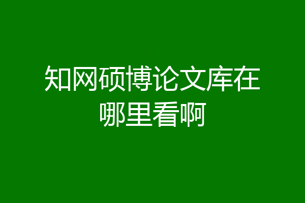 知网硕博论文库在哪里看啊