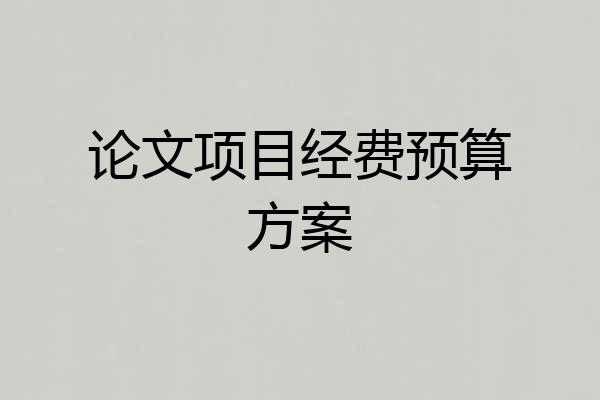 论文项目经费预算方案