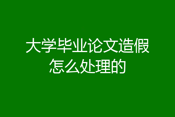 大学毕业论文造假怎么处理的