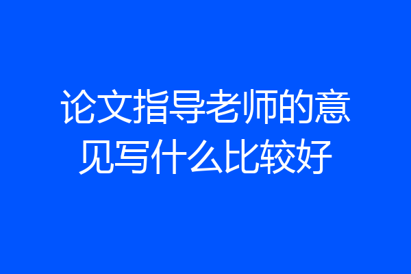 论文指导老师的意见写什么比较好