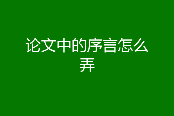 论文中的序言怎么弄